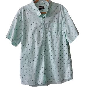 Carbon Mint Green Sailboat Men's Button Down Shirt